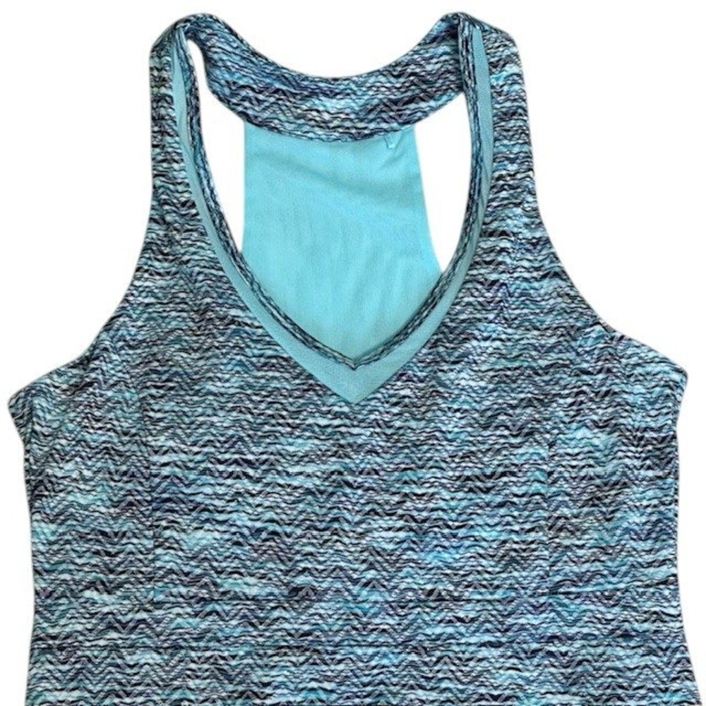 MPG Dress Athletic Racerback Tank Blue Patterned Casual Dress with Pockets Sz Sm - Picture 7 of 15